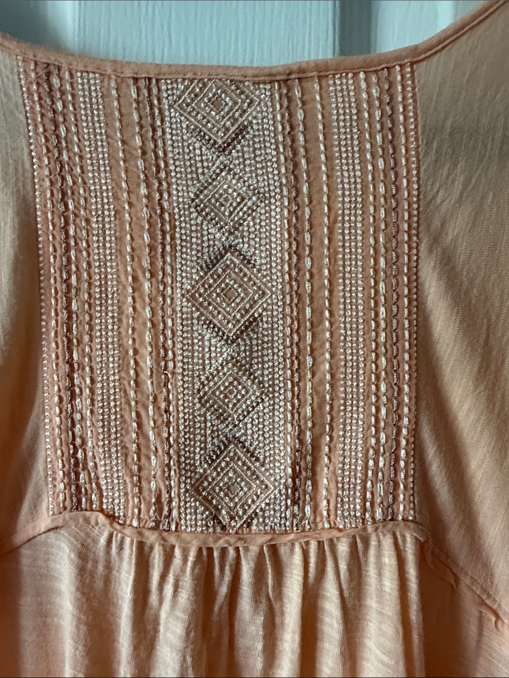 American Eagle Outfitters Peach Lace-Yoke Peasant Tunic - Picture 6 of 6